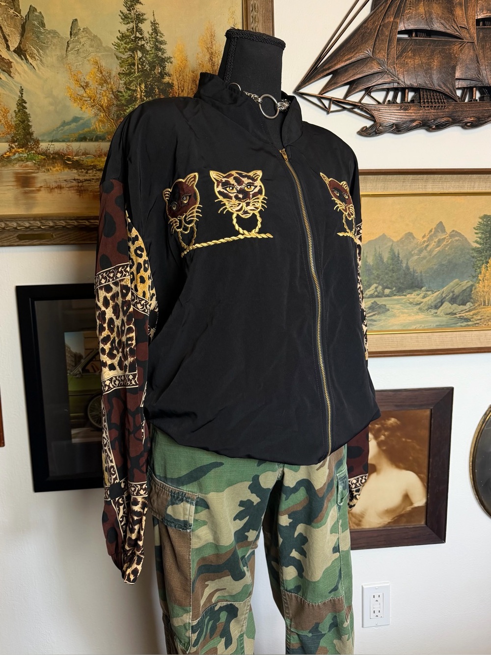 Vintage Delta Burke Animal Print Track Style Jacket L-3X